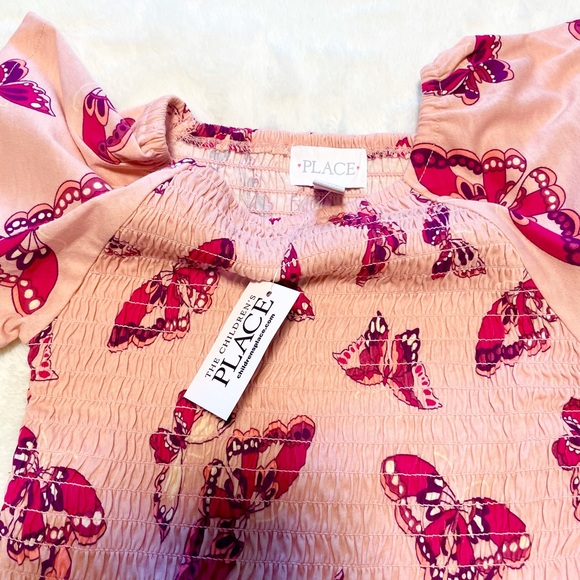 🆕The Children’s Place Girl’s Pink Butterfly Smocked Top - Picture 8 of 8